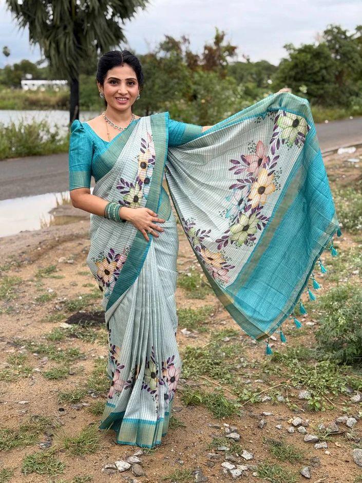 MG 547 Plain Linen Printed Designer Fancy Saree Wholesale Shop In Surat